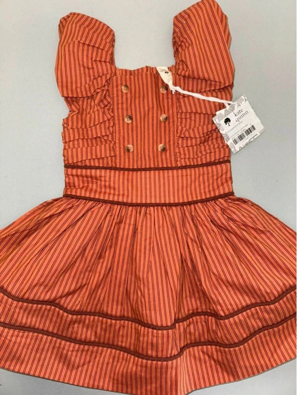 Kate Quinn Wonderland Dress in Cinnamon Pinstripe 2T NWT